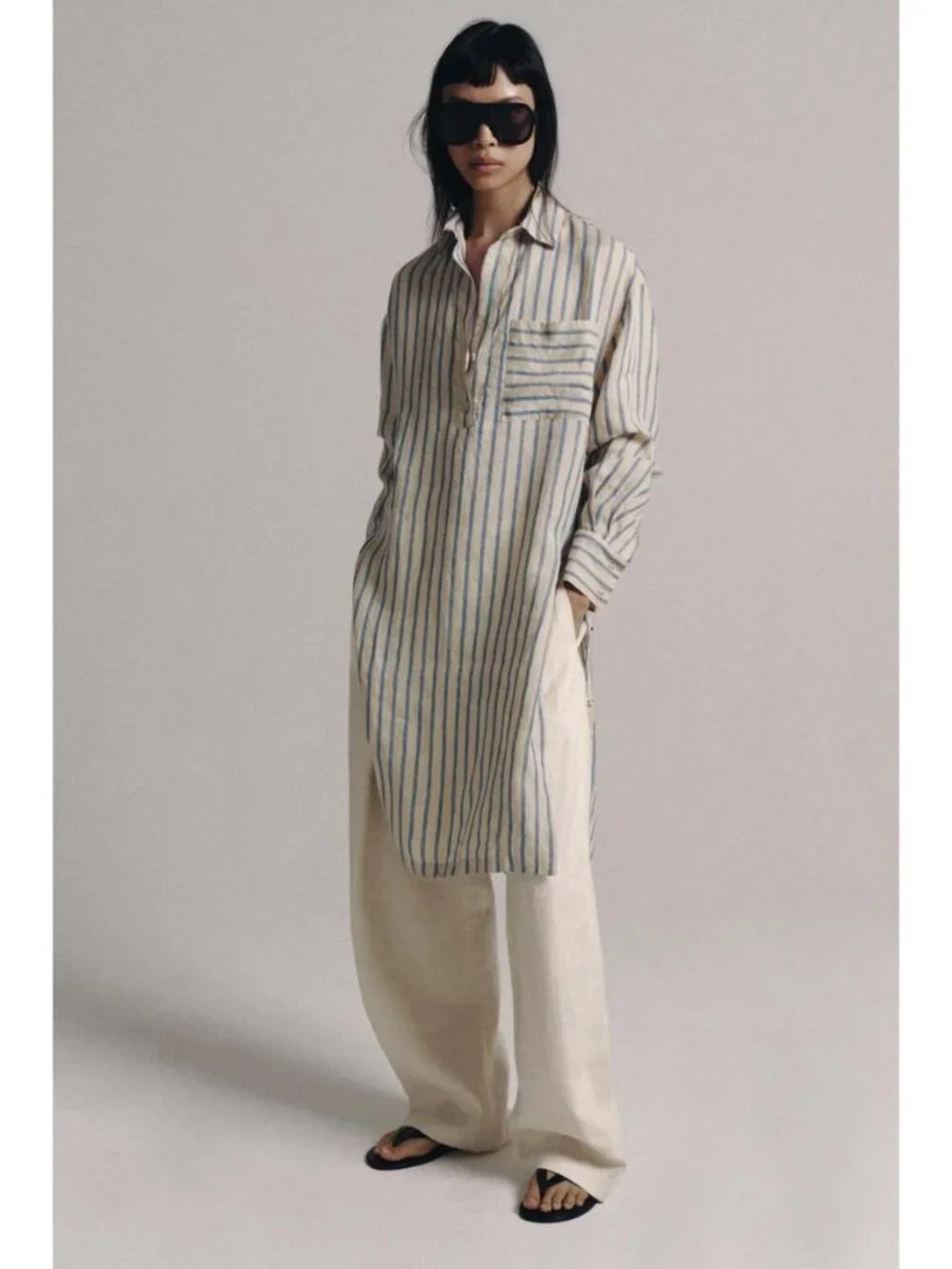 ZARA 100% LINEN PLEATED PANTS ZW COLLECTION